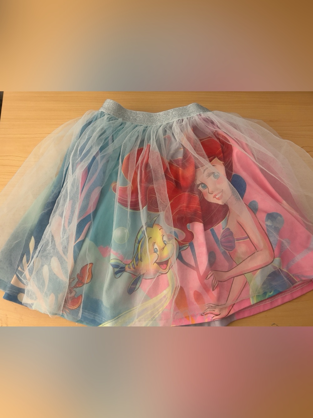 Rare Disney Ariel & Flounder Pink and Blue Tulle Skirt